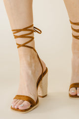 Bianca Lace Up Heels in Camel - FINAL SALE
