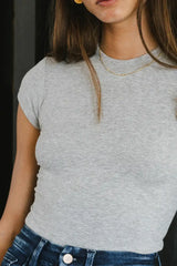 Holly Ribbed Bodysuit in Grey - FINAL SALE