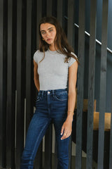 Holly Ribbed Bodysuit in Grey - FINAL SALE