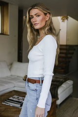 Kali Fitted Ribbed Sweater in Ivory - FINAL SALE
