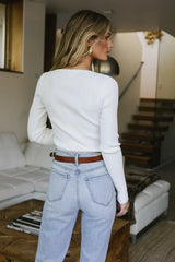 Kali Fitted Ribbed Sweater in Ivory - FINAL SALE