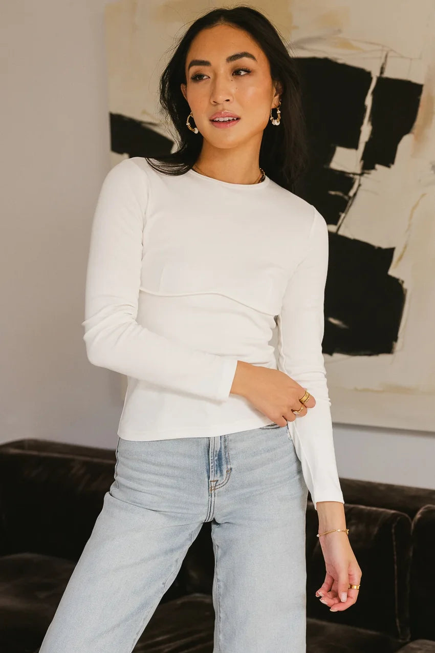 Alexa Long Sleeve Top in Ivory - FINAL SALE