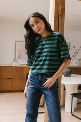 Felix Striped Top in Green - FINAL SALE
