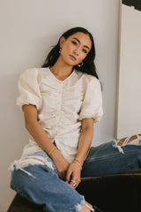 Frankie Ruched Top in Natural - FINAL SALE