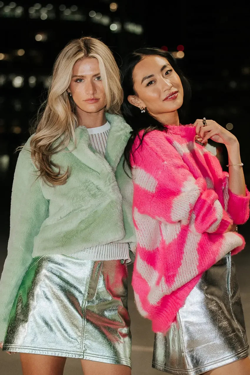 Up All Night Faux Fur Jacket in Sage - FINAL SALE
