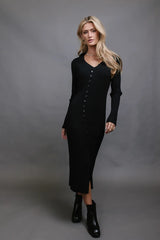 Larissa Ribbed Dress in Black - FINAL SALE