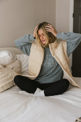 Caelan Puffer Vest in Cream - FINAL SALE