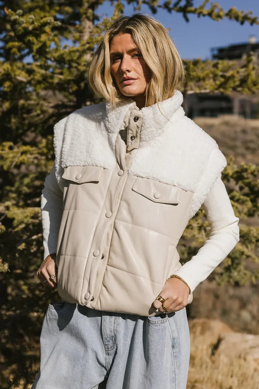 Lets Get Lost Vegan Vest in Cream - FINAL SALE