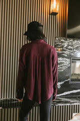 Finley Button Up in Wine - FINAL SALE