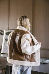 Last Night Sherpa Lined Vest in Brown - FINAL SALE