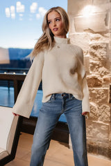 Paige Mock Neck Sweater in Cream - FINAL SALE