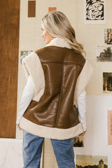 Last Night Sherpa Lined Vest in Brown - FINAL SALE
