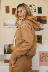 Mattie Faux Shearling Hoodie in Camel - FINAL SALE
