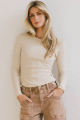 Lexie Ribbed Top in Beige - FINAL SALE