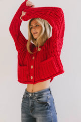 Janelle Knit Cardigan in Red - FINAL SALE