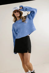 Daniela Ribbed Sweater in Blue - FINAL SALE