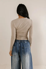Journee Ribbed Top in Tan - FINAL SALE
