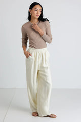 Mauryn Ribbed Top in Khaki - FINAL SALE