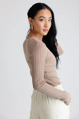 Mauryn Ribbed Top in Khaki - FINAL SALE