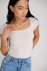 Clara Square Neck Bodysuit in Bone - FINAL SALE