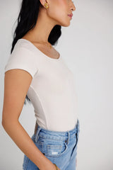 Clara Square Neck Bodysuit in Bone - FINAL SALE