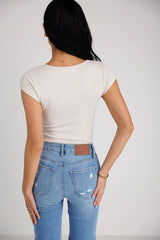 Clara Square Neck Bodysuit in Bone - FINAL SALE