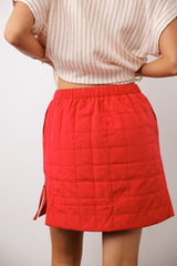 Sarah Quilted Mini Skirt in Red - FINAL SALE