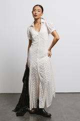 Lace Button Up Dress in Cream - FINAL SALE