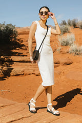 Zarela Ribbed Dress in White - FINAL SALE