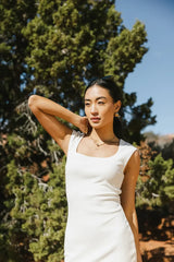 Zarela Ribbed Dress in White - FINAL SALE