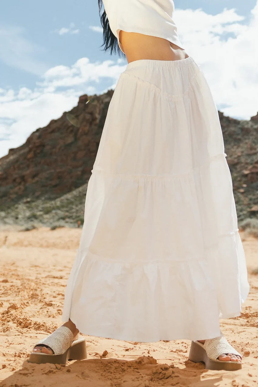 Layana Tiered Skirt in White - FINAL SALE