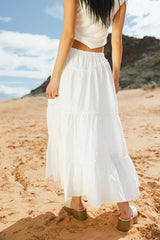Layana Tiered Skirt in White - FINAL SALE