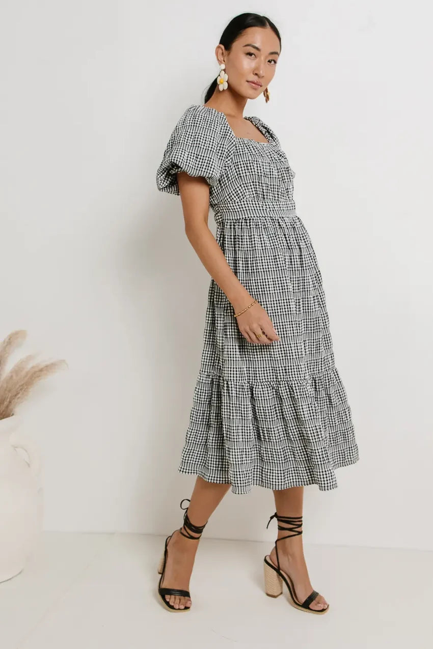 Laney Gingham Dress in Black