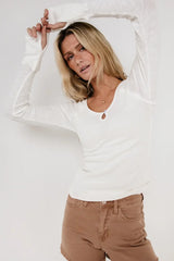 Skye Contrast Top in White - FINAL SALE