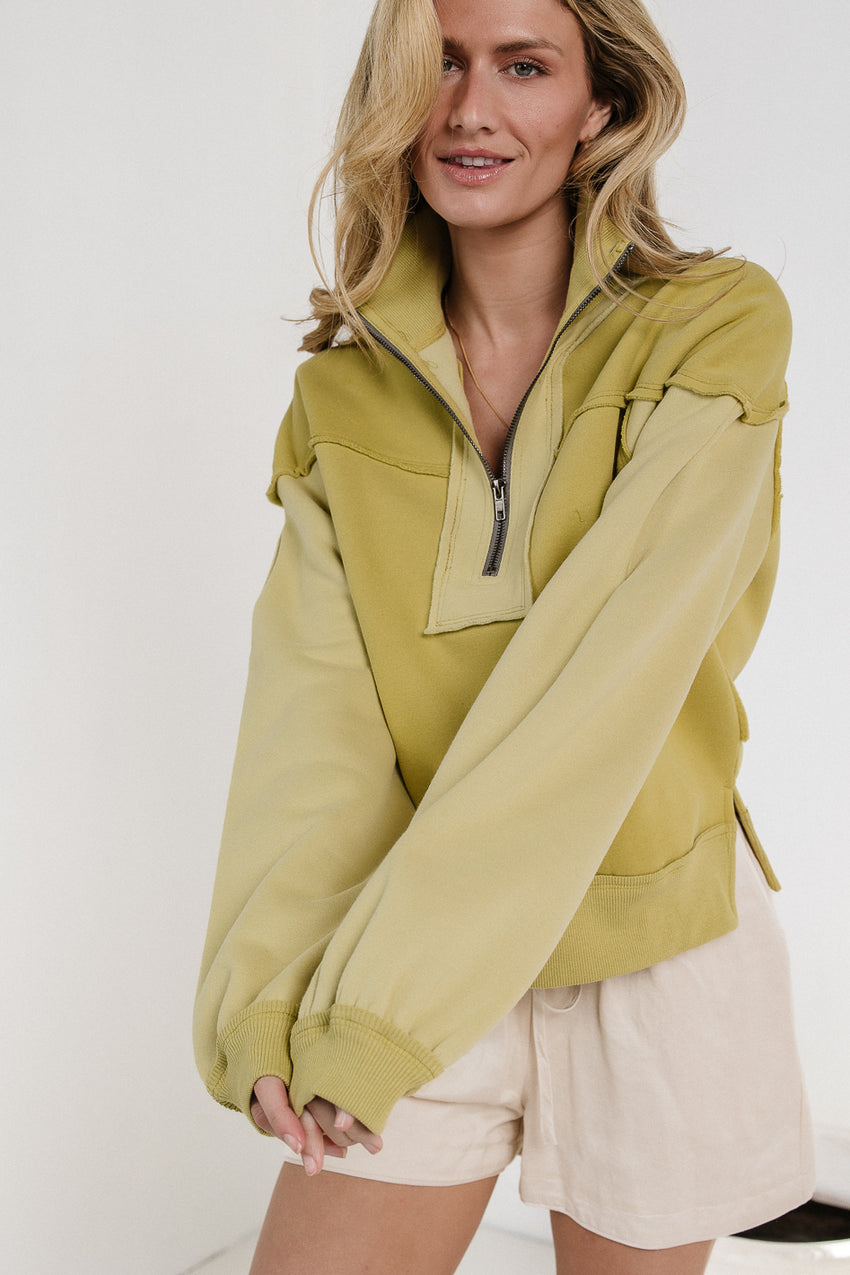 Zeya Half Zip Sweatshirt in Lime - FINAL SALE