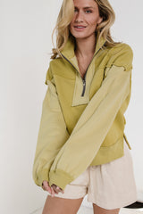 Zeya Half Zip Sweatshirt in Lime - FINAL SALE