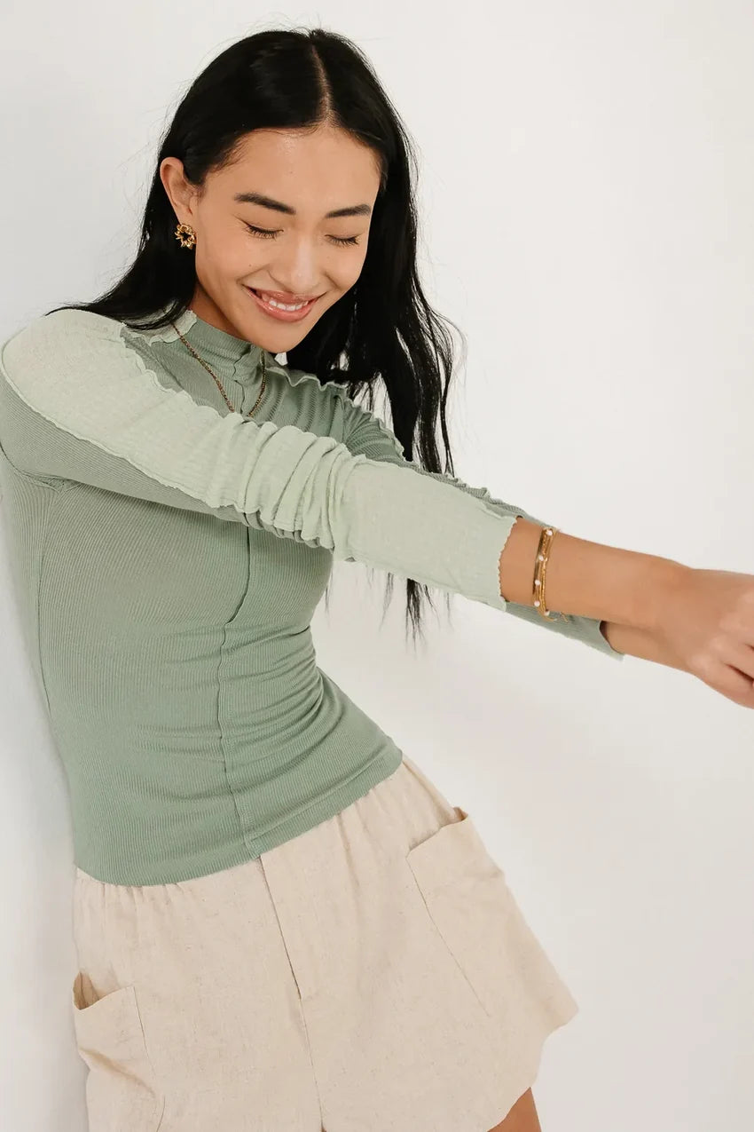 Cleo Ribbed Top in Teal - FINAL SALE