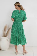 Marlee Midi Dress in Green - FINAL SALE