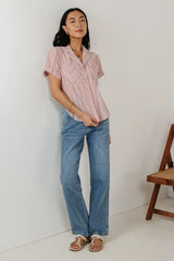 Wilma Woven Top in Pink - FINAL SALE