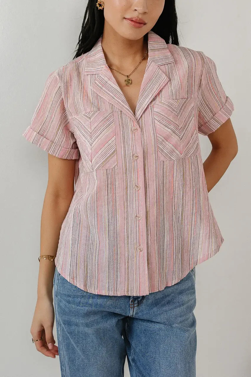 Wilma Woven Top in Pink - FINAL SALE
