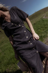 Bhar Midi Wrap Dress in Navy - FINAL SALE