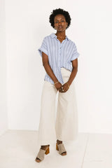 Topanga Striped Button Up in Blue - FINAL SALE