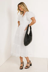 Padme Mesh Midi Dress in White - FINAL SALE