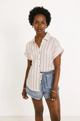 Topanga Striped Button Up in Pink - FINAL SALE
