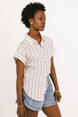 Topanga Striped Button Up in Pink - FINAL SALE