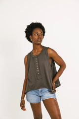 Zaylee Tank in Charcoal - FINAL SALE