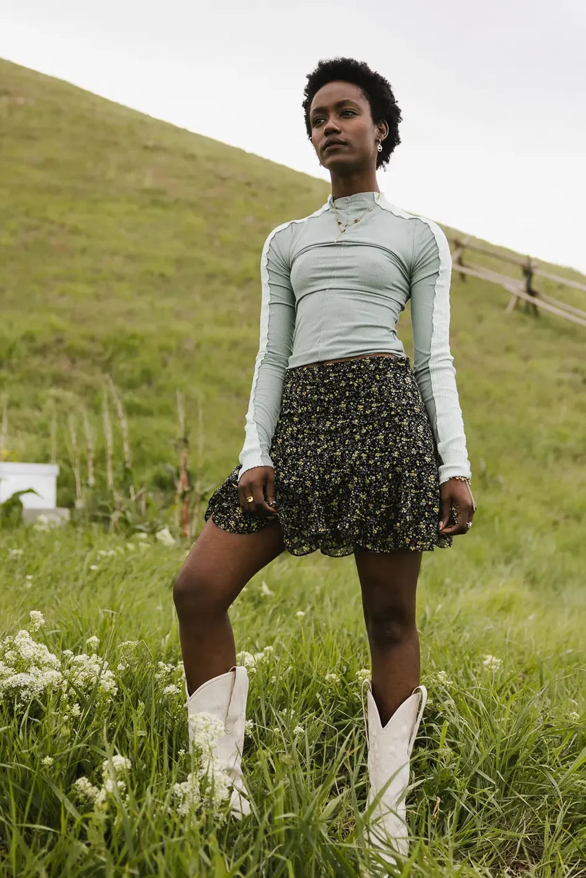 Cleo Ribbed Top in Teal - FINAL SALE