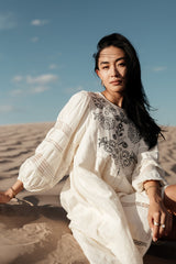 Serendipity Embroidered Midi Dress in Cream - FINAL SALE