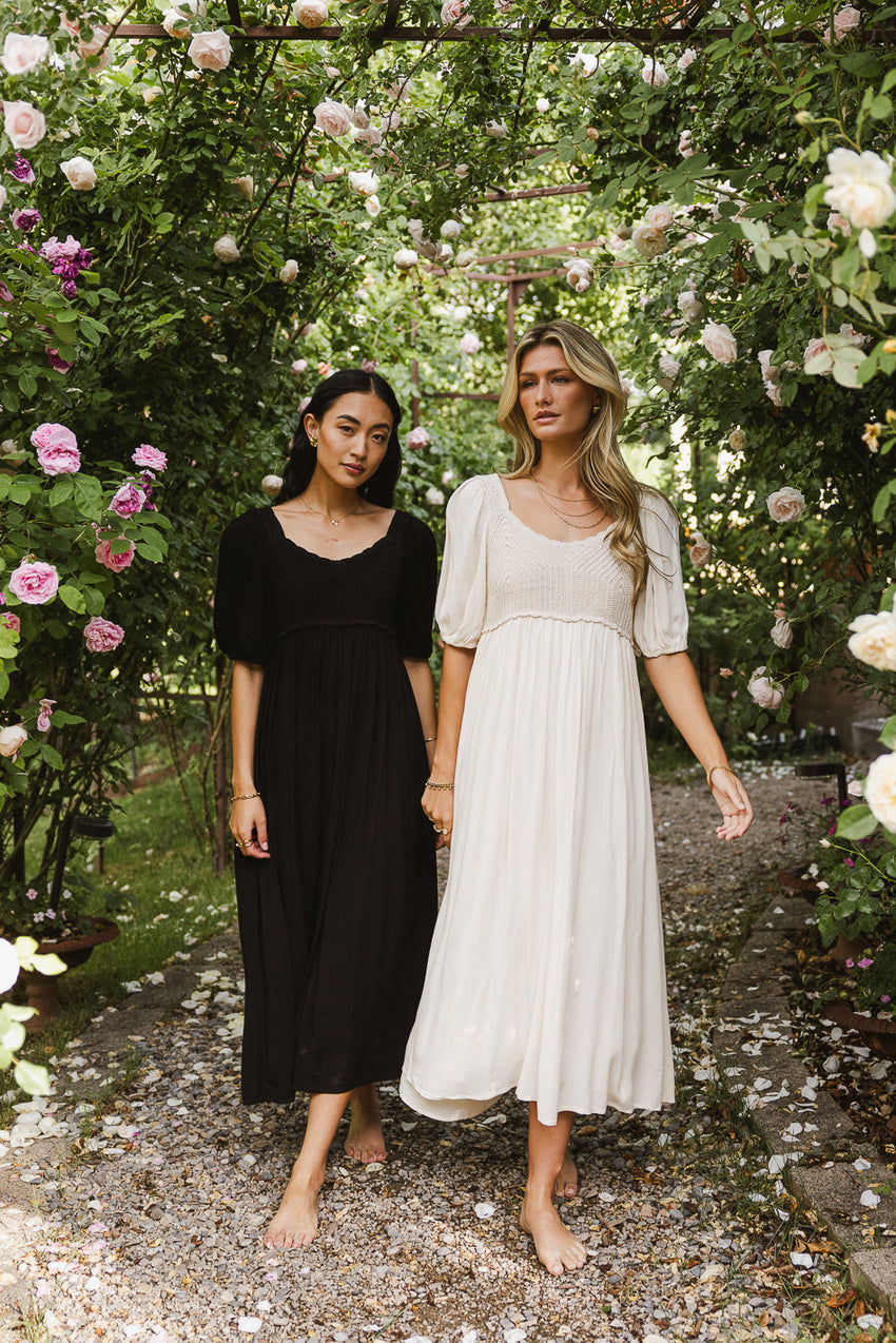 Nina Crocheted Midi Dress in Black - FINAL SALE