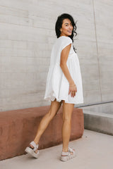 Livia Contrast Mini Dress in White - FINAL SALE